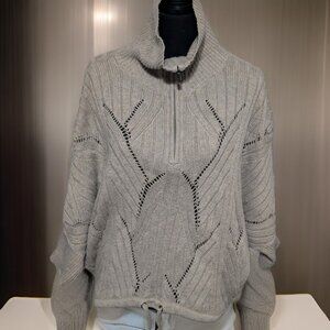 DKNY Jeans Women's Size M 3/4 Zip Turtle Neck Cozy Grey Sweater